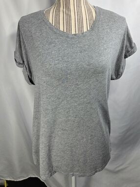 a new day Grey Cuffed Sleeves Short Sleeve Cotton Blend Tee Shirt Size Medium